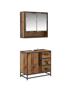 Set di mobili per il bagno con cassetto 2 pcs Legno vecchio 2