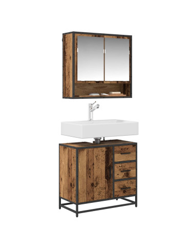 Set di mobili per il bagno con cassetto 2 pcs Legno vecchio