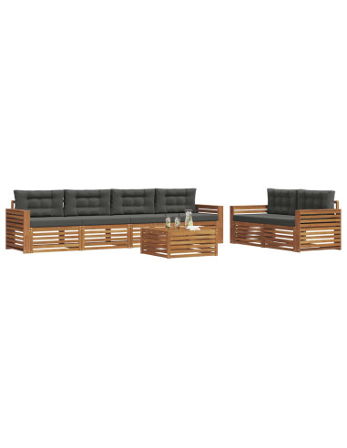 Set di divani da esterno con cuscino 7 pcs Naturale e Antracite