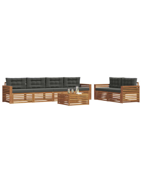 Set di divani da esterno con cuscino 7 pcs Naturale e Antracite