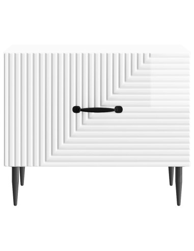 Tavolino da salotto con cassetto Bianco Lucido 49 x 50 x 40 cm