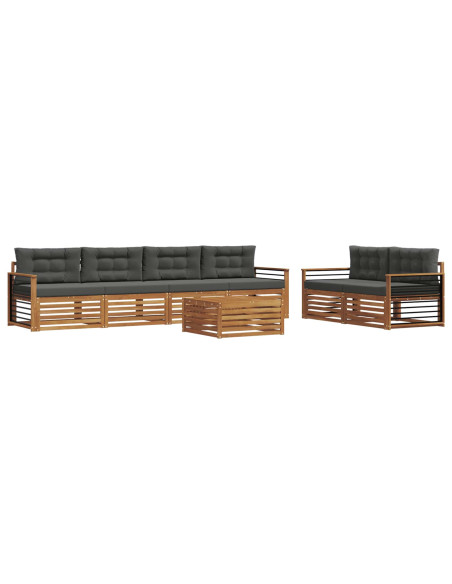Set di divani da esterno con cuscino 7 pcs Naturale e Antracite