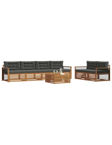 Set di divani da esterno con cuscino 7 pcs Naturale e Antracite