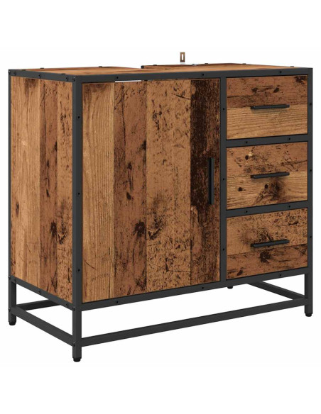 Set di mobili per il bagno con cassetto 3 pcs Legno vecchio