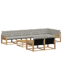 Set di divani da esterno 9 pcs Bianco e Grigio Chiaro 2