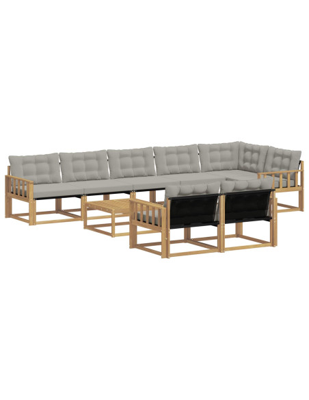 Set di divani da esterno 9 pcs Bianco e Grigio Chiaro
