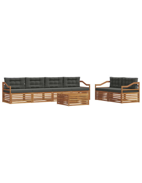 Set di divani da esterno con cuscino 7 pcs Naturale e Antracite