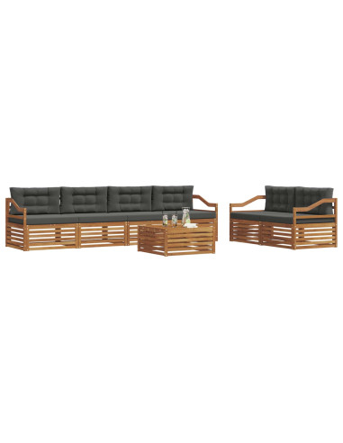 Set di divani da esterno con cuscino 7 pcs Naturale e Antracite