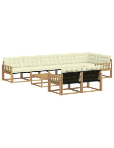 Set di divani da esterno 9 pcs Bianco e Crema 79 x 79 x 37 cm 2