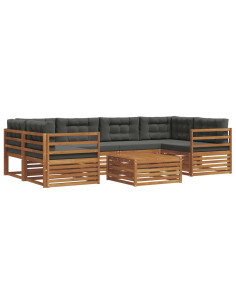 Set di divani da esterno con cuscino 7 pcs Naturale e Antracite 2
