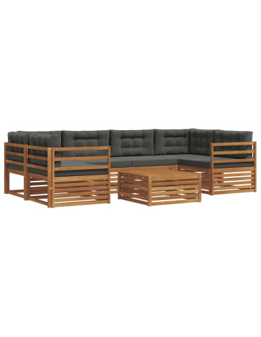 Set di divani da esterno con cuscino 7 pcs Naturale e Antracite