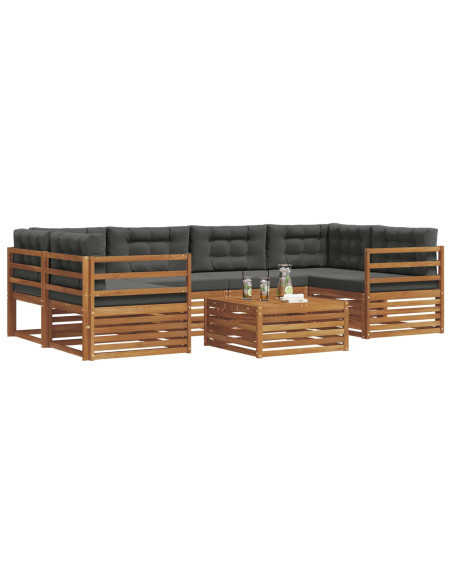 Set di divani da esterno con cuscino 7 pcs Naturale e Antracite
