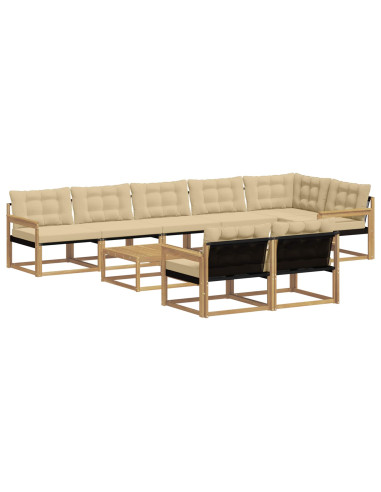 Set di divani da esterno 9 pcs Bianco e Beige 79 x 79 x 37 cm