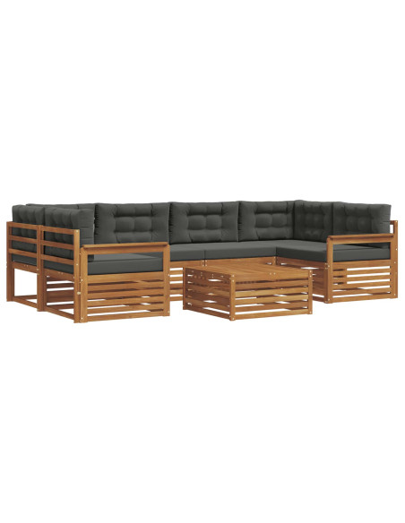Set di divani da esterno con cuscino 7 pcs Naturale e Antracite