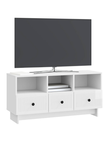 Mobile TV Bianco Lucido 102 x 34,5 x 50 cm Legno ingegnerizzato