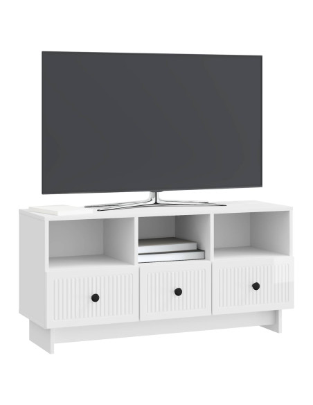 Mobile TV Bianco Lucido 102 x 34,5 x 50 cm Legno ingegnerizzato