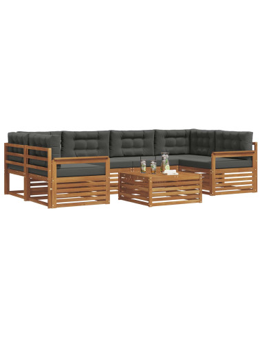 Set di divani da esterno con cuscino 7 pcs Naturale e Antracite