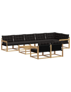 Set di divani da esterno 9 pcs Bianco e Nero 79 x 79 x 37 cm 2