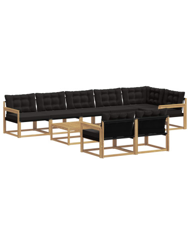 Set di divani da esterno 9 pcs Bianco e Nero 79 x 79 x 37 cm