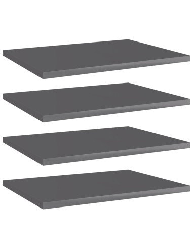 Ripiani per Libreria 4pz Grigio Lucido 40x30x1,5cm Multistrato
