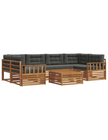 Set di divani da esterno con cuscino 7 pcs Naturale e Antracite