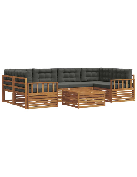 Set di divani da esterno con cuscino 7 pcs Naturale e Antracite