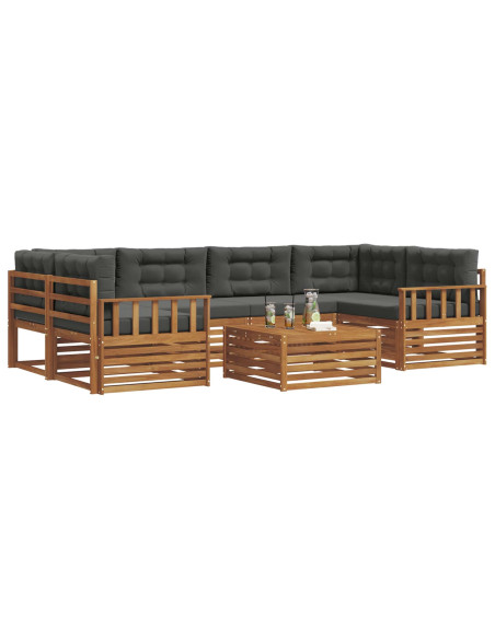 Set di divani da esterno con cuscino 7 pcs Naturale e Antracite