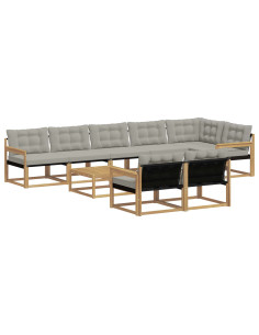 Set di divani da esterno 9 pcs Bianco e Grigio Chiaro 2