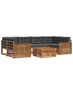 Set di divani da esterno con cuscino 7 pcs Naturale e Antracite 2