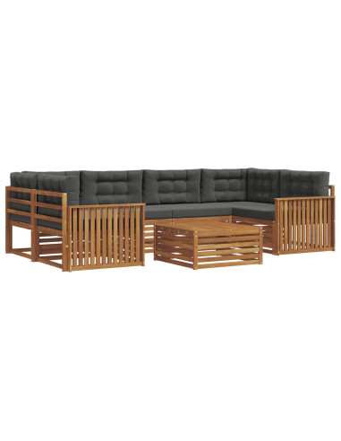 Set di divani da esterno con cuscino 7 pcs Naturale e Antracite