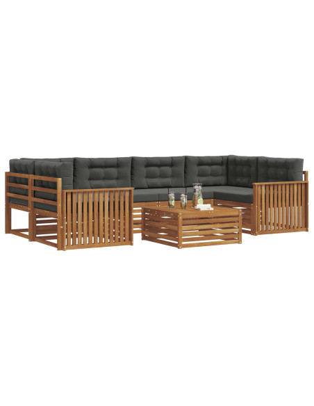 Set di divani da esterno con cuscino 7 pcs Naturale e Antracite