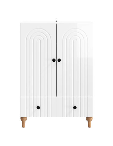 Credenza Bianco Lucido 66 x 34,5 x 95 cm Legno ingegnerizzato