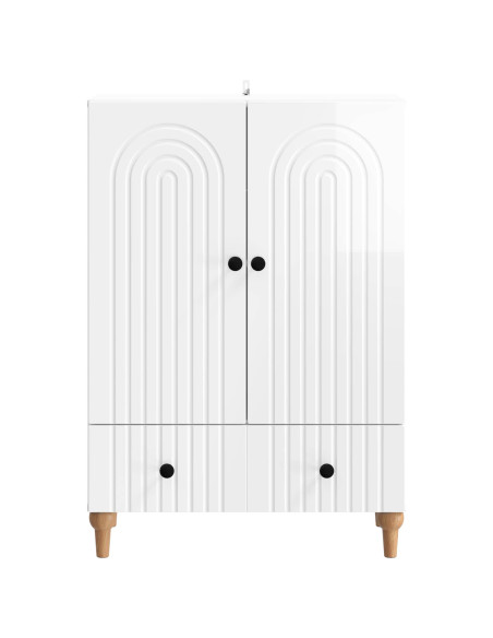 Credenza Bianco Lucido 66 x 34,5 x 95 cm Legno ingegnerizzato