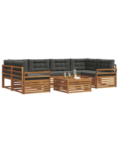 Set di divani da esterno con cuscino 7 pcs Naturale e Antracite
