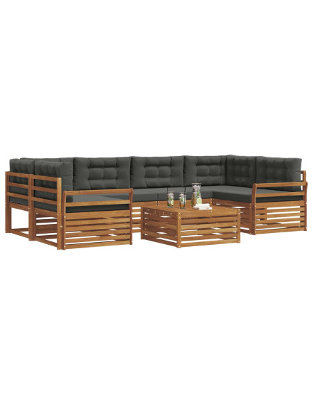 Set di divani da esterno con cuscino 7 pcs Naturale e Antracite