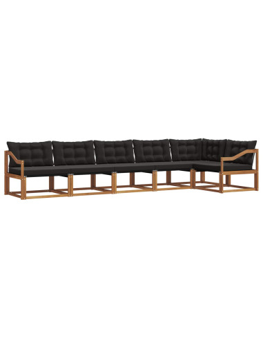 Set di divani da esterno con cuscino 6 pcs Naturale e Nero