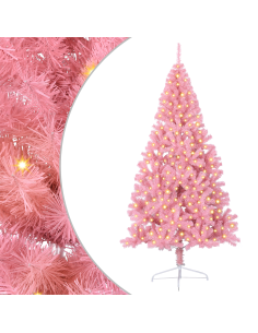 Albero di Natale artificiale con luci integrate Rosa 240 cm PVC 2