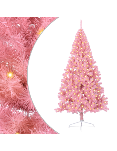 Albero di Natale artificiale con luci integrate Rosa 240 cm PVC