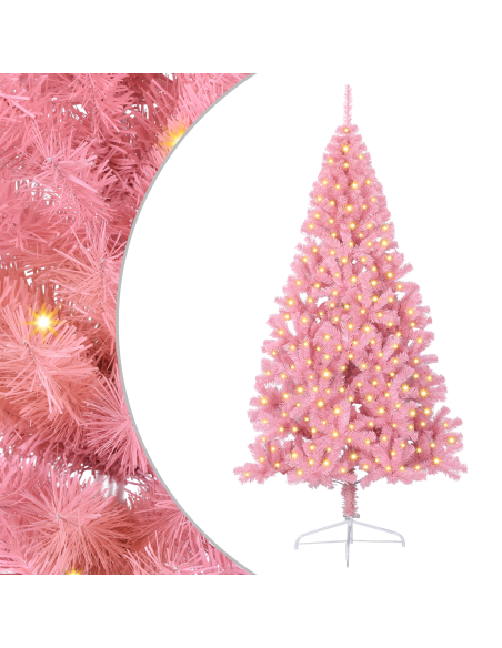 Albero di Natale artificiale con luci integrate Rosa 240 cm PVC