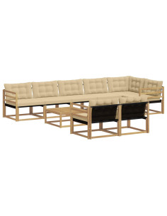 Set di divani da esterno 9 pcs Bianco e Beige 79 x 79 x 37 cm 2