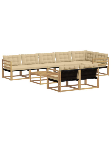 Set di divani da esterno 9 pcs Bianco e Beige 79 x 79 x 37 cm