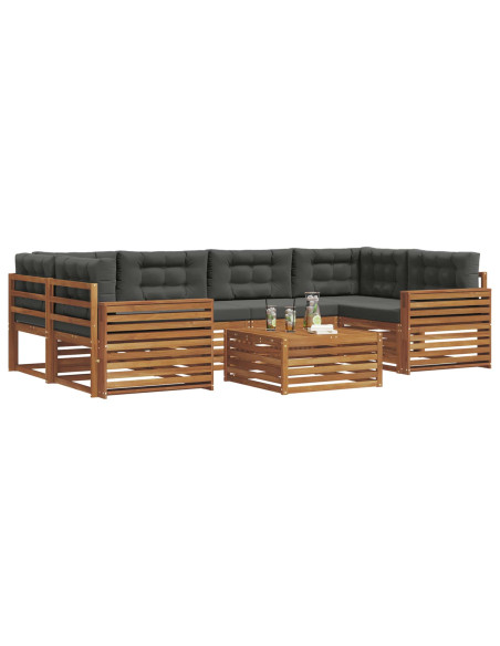 Set di divani da esterno con cuscino 7 pcs Naturale e Antracite