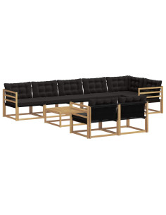 Set di divani da esterno 9 pcs Bianco e Nero 79 x 79 x 37 cm 2