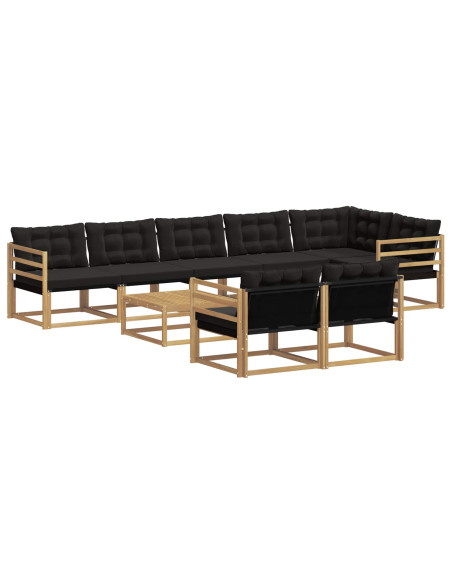 Set di divani da esterno 9 pcs Bianco e Nero 79 x 79 x 37 cm