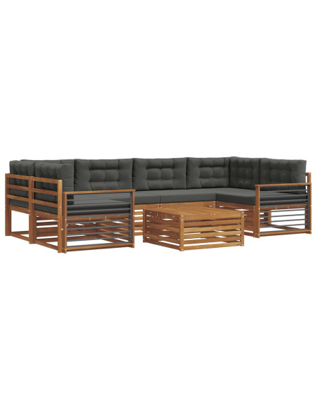 Set di divani da esterno con cuscino 7 pcs Naturale e Antracite