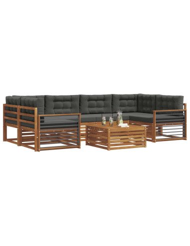 Set di divani da esterno con cuscino 7 pcs Naturale e Antracite
