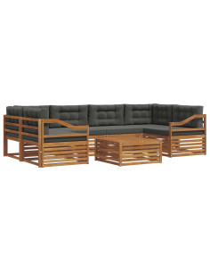 Set di divani da esterno con cuscino 7 pcs Naturale e Antracite 2