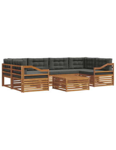Set di divani da esterno con cuscino 7 pcs Naturale e Antracite