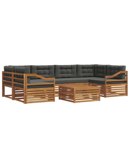 Set di divani da esterno con cuscino 7 pcs Naturale e Antracite