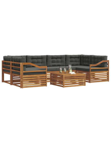 Set di divani da esterno con cuscino 7 pcs Naturale e Antracite